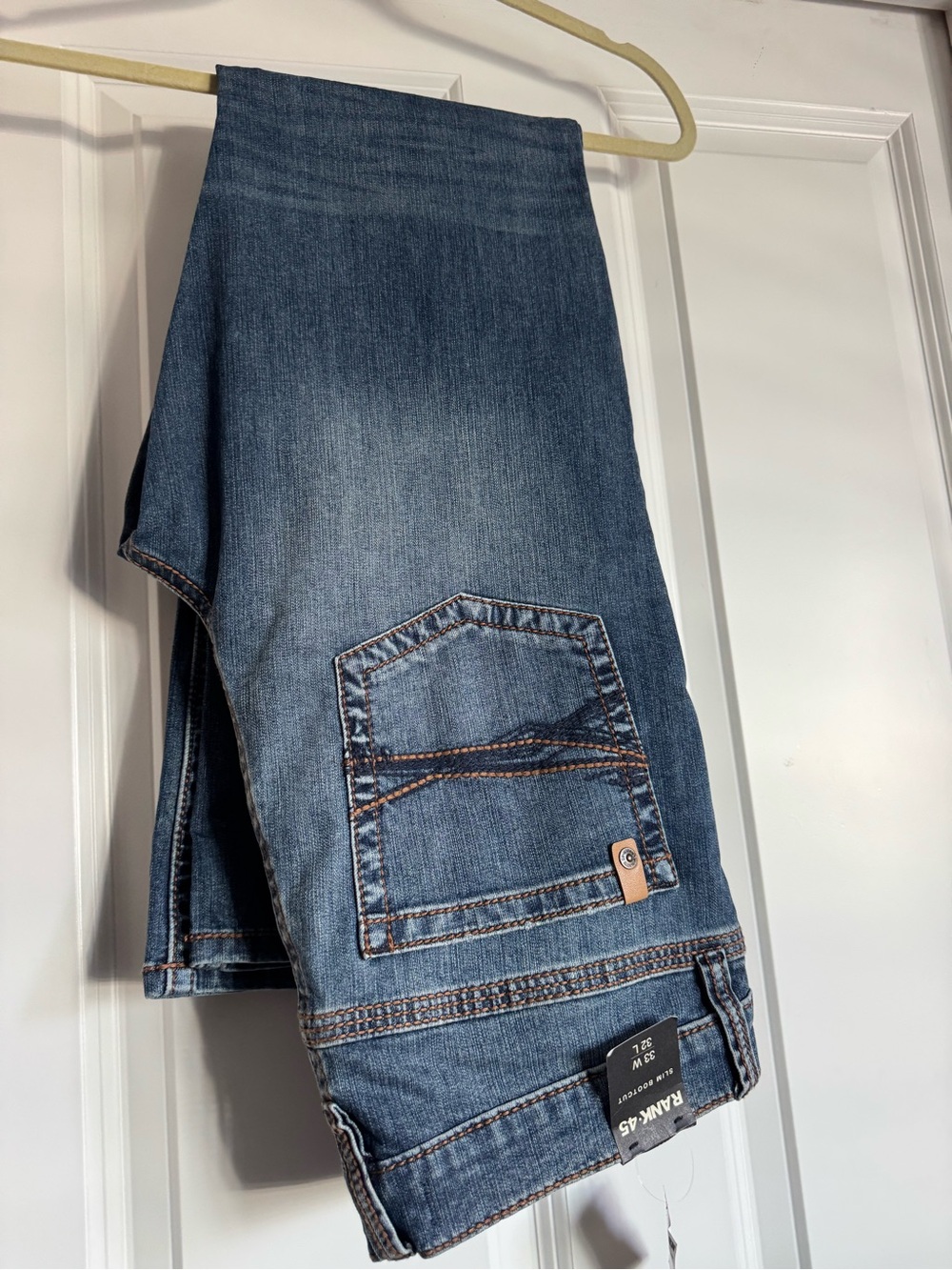 New Men’s Rank 45 33 x 32 Medium Wash Slim Bootcut Boot Barn Denim Blue Jeans
